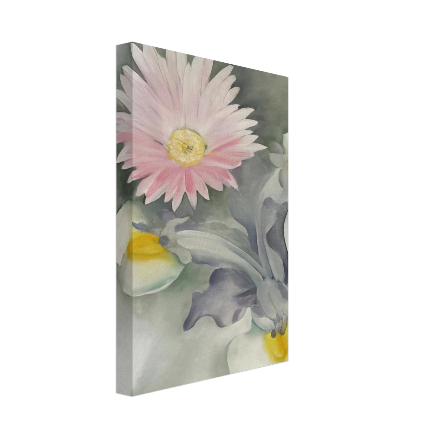 Georgia O'Keeffe - Pink Daisy with Iris Canvas - 70x100 cm / 28x40 inches-canvas