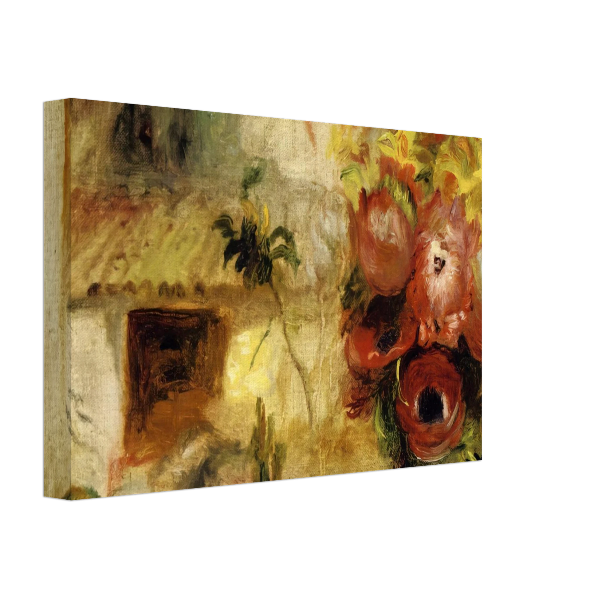 Pierre-Auguste Renoir - Small House, Buttercups and Diverse Flowers study Canvas - 70x100 cm / 28x40 inches-canvas