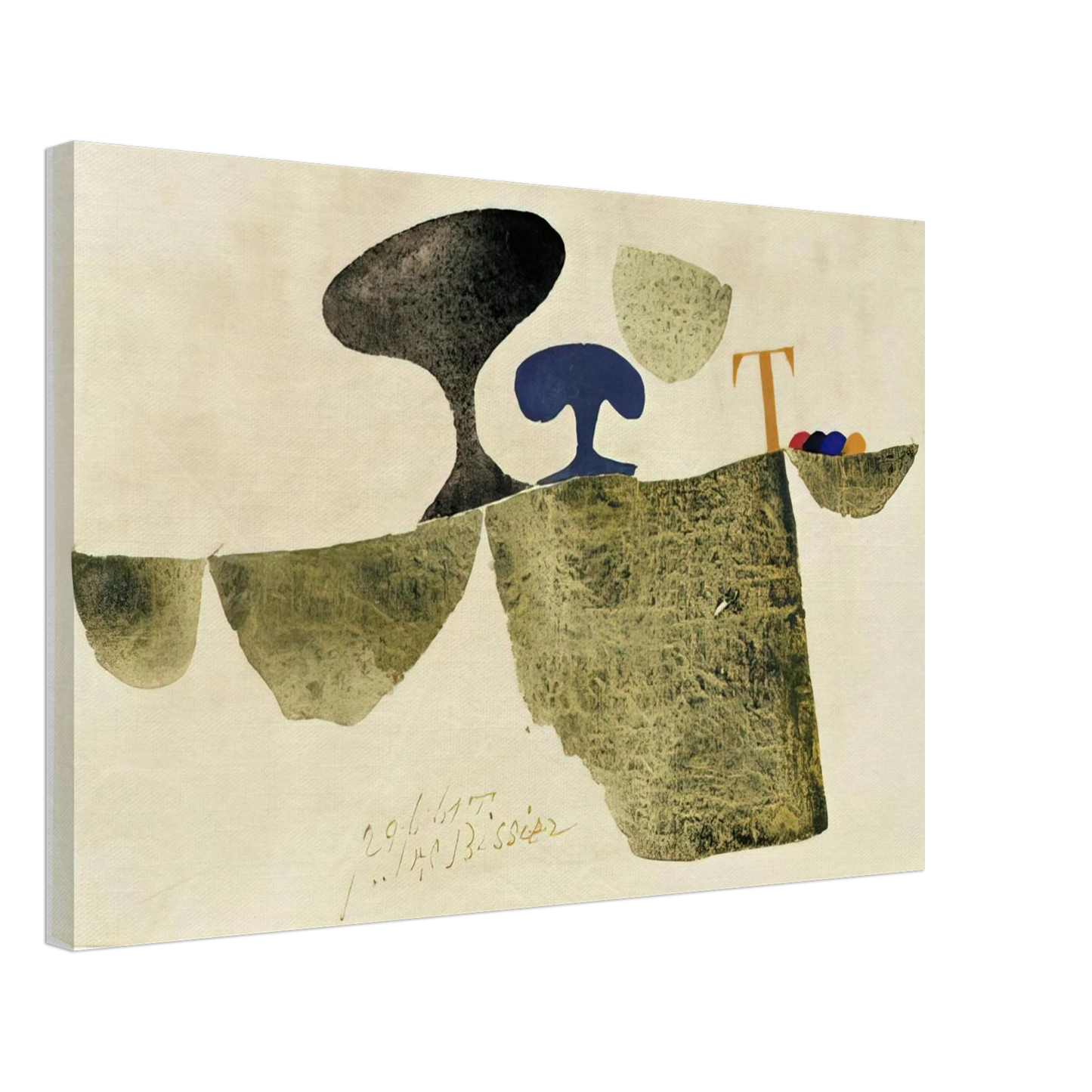 Julius Bissier - 29.6.61 T - 1961 Canvas - 40x60 cm / 16x24 inches-canvas