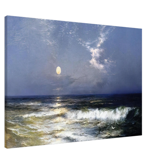 Thomas Moran - Moonlit Seascape Canvas - 20x30 cm / 8x12 inches-canvas