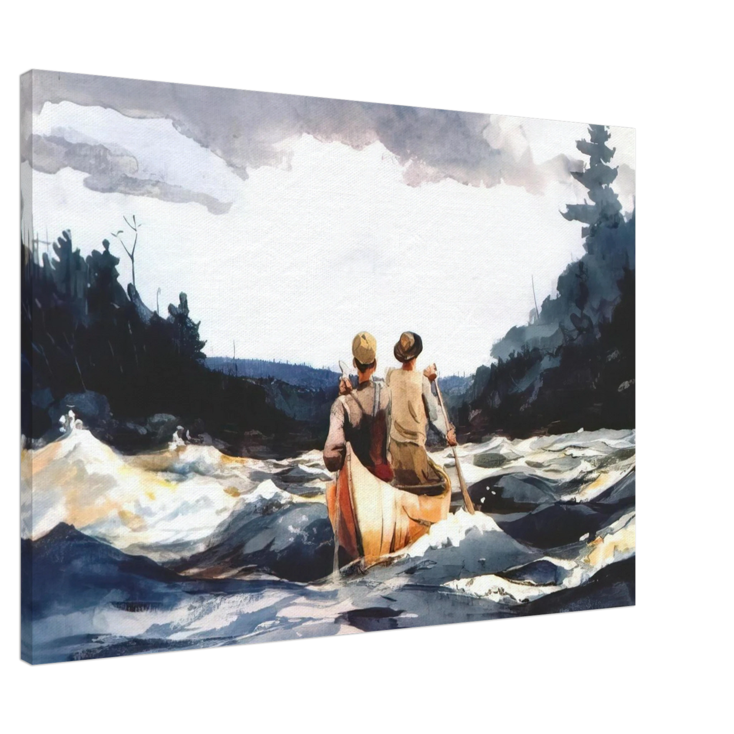 Winslow Homer - CANOE IN THE RAPIDS Canvas - 20x30 cm / 8x12 inches-canvas