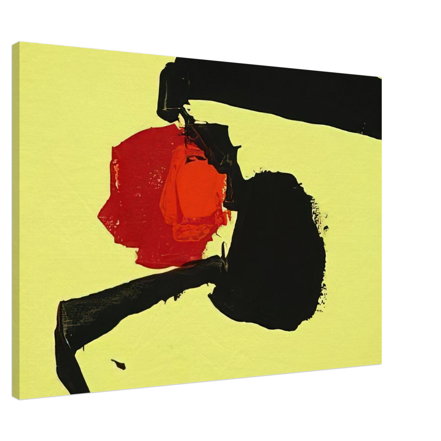 Luis Feito - UNTITLED ABSTRACT IN YELLOW BLACK AND RED 1967 Canvas - 20x30 cm / 8x12 inches-canvas