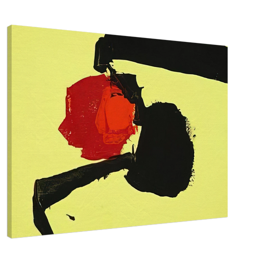 Luis Feito - UNTITLED ABSTRACT IN YELLOW BLACK AND RED 1967 Canvas - 20x30 cm / 8x12 inches-canvas