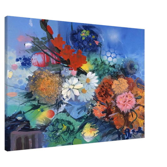 Gebre Kristos Desta - Flowers No. 2 - 1974 Canvas - 20x30 cm / 8x12 inches-canvas