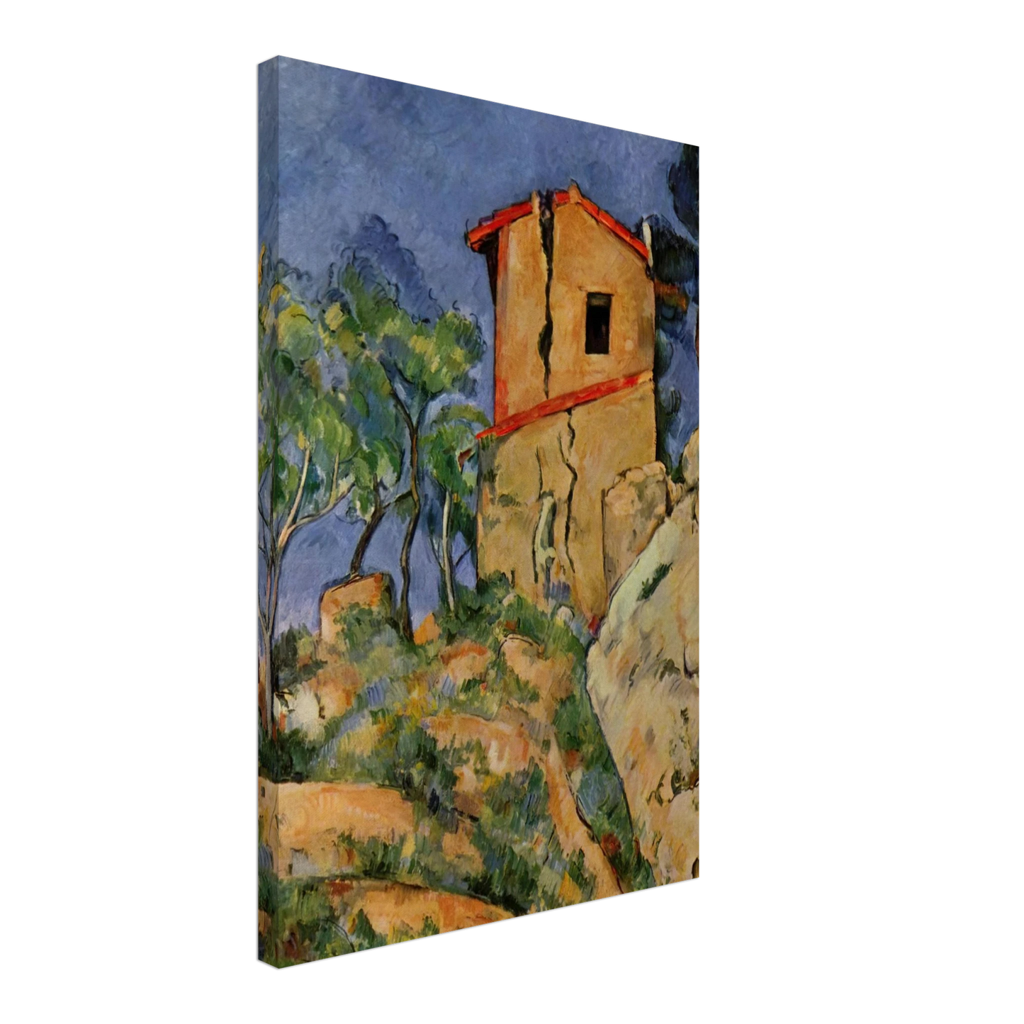 Paul Cezanne - The House with the Cracked Walls Canvas - 40x60 cm / 16x24 inches-canvas