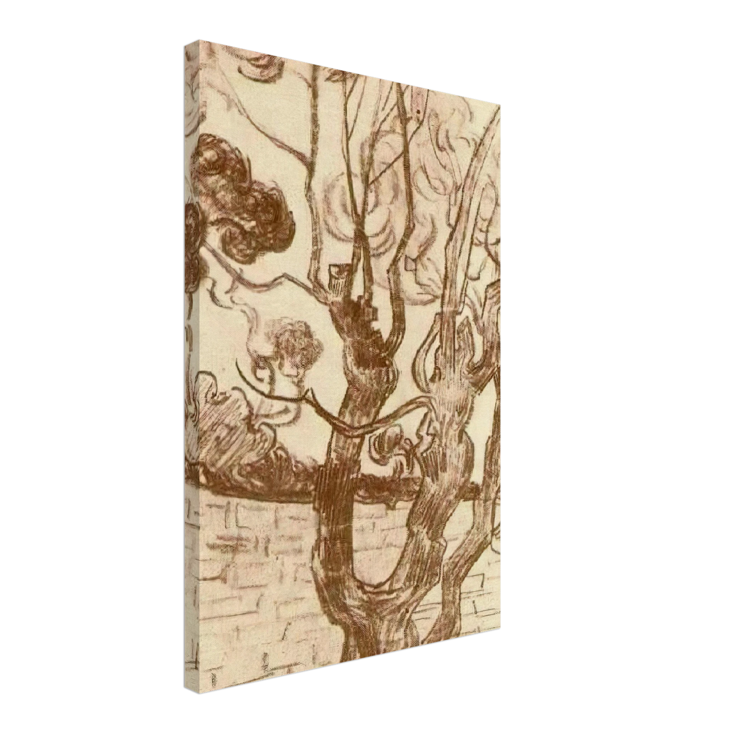 Vincent van Gogh - Treetop Seen against the Wall of the Asylum Canvas - 70x100 cm / 28x40 inches-canvas