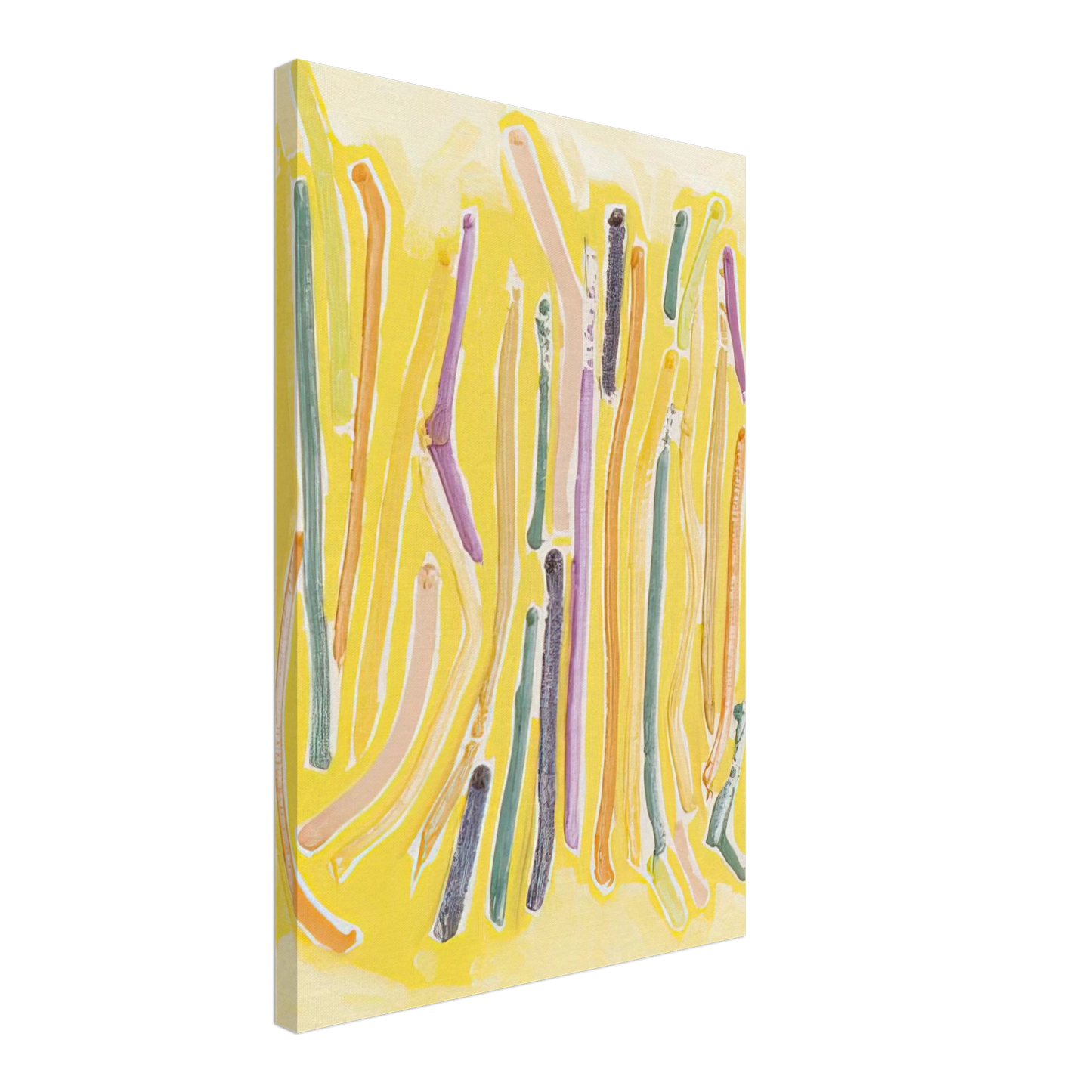Ronnie Landfield - Yellow Line Painting - 1973 Canvas - 40x60 cm / 16x24 inches-canvas