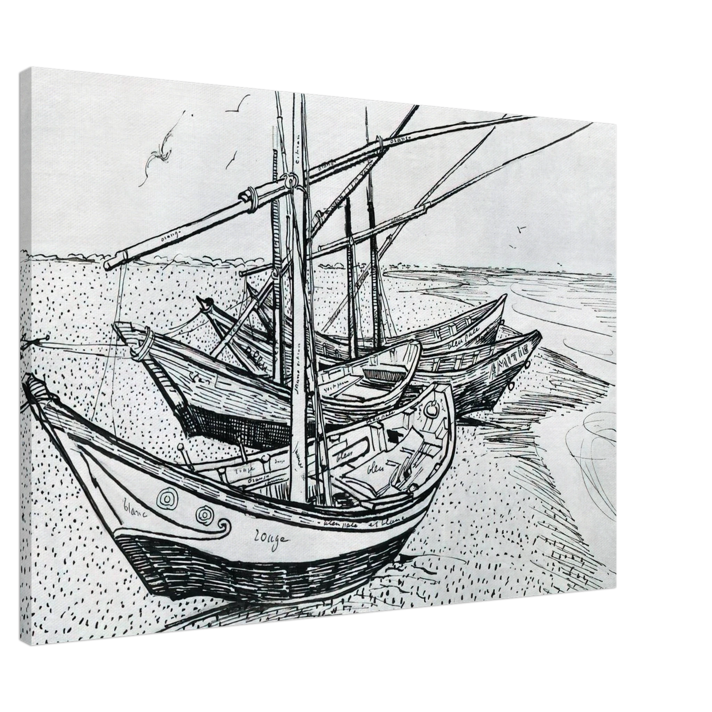 Vincent van Gogh - Fishing boats on the Beach at Les Saintes-Maries-de-la-Mer Canvas - 20x30 cm / 8x12 inches-canvas