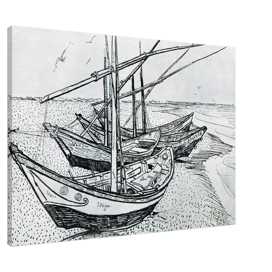 Vincent van Gogh - Fishing boats on the Beach at Les Saintes-Maries-de-la-Mer Canvas - 20x30 cm / 8x12 inches-canvas