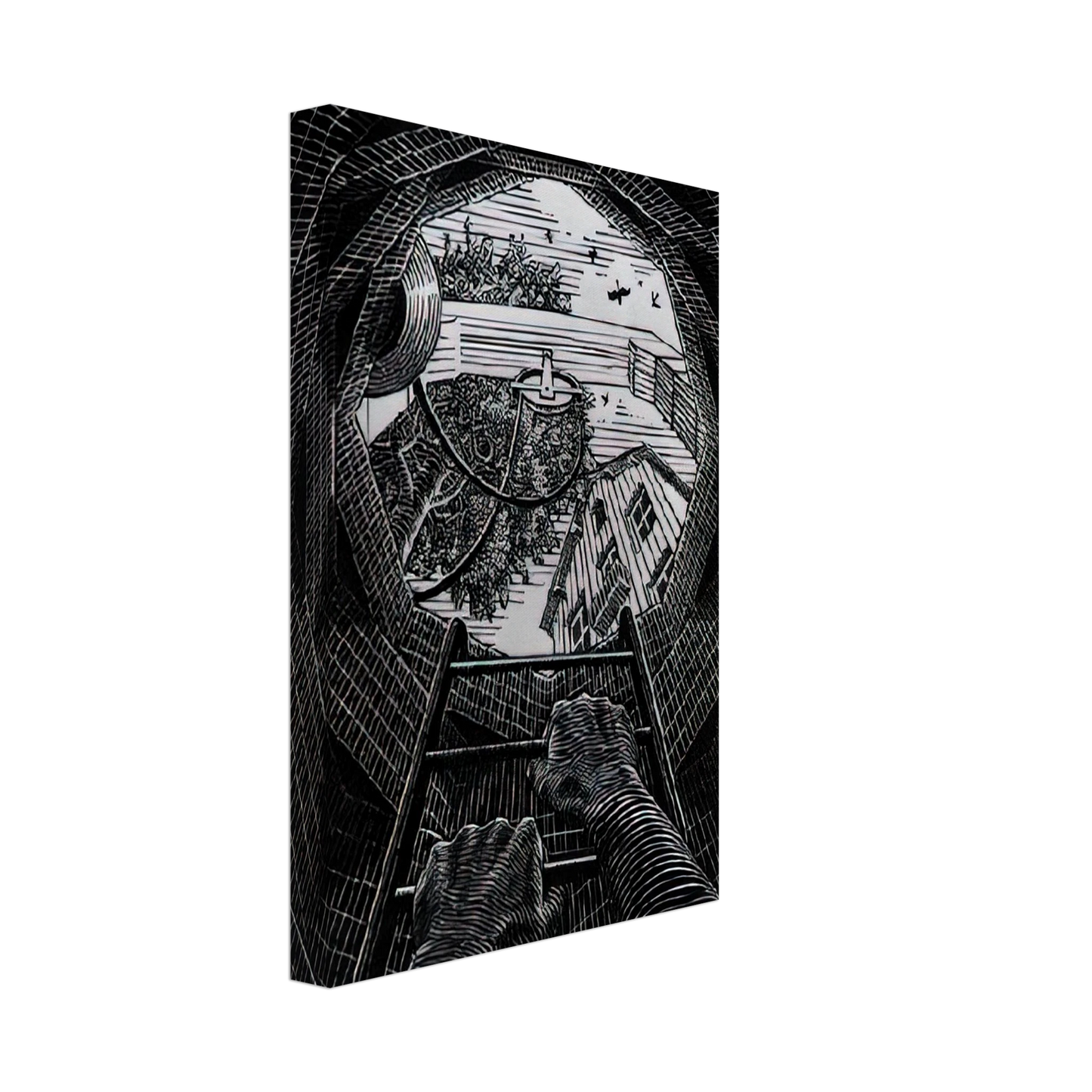 MC Escher - NEW YEAR S GREETING CARD Canvas - 40x60 cm / 16x24 inches-canvas