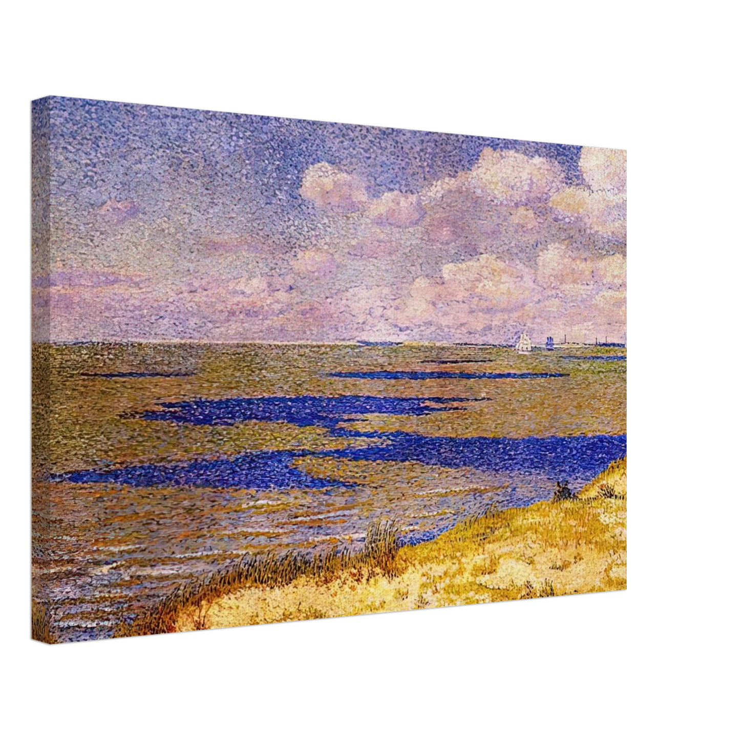 Theo van Rysselberghe - VIEW OF THE RIVER SCHELDT 1893 Canvas - 70x100 cm / 28x40 inches-canvas