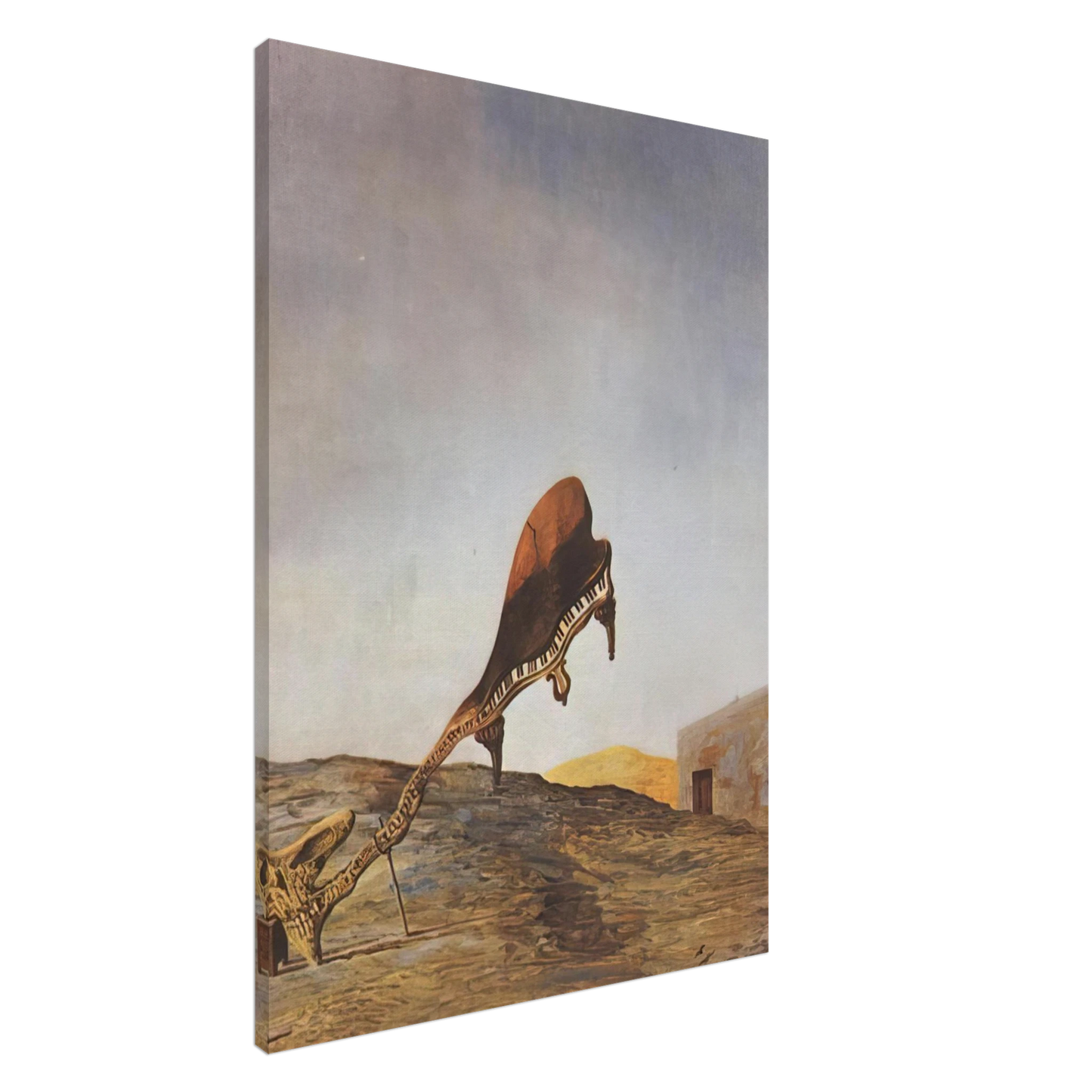 Salvador Dali - SKULL WITH ITS LYRIC APPENDAGE LEANING ON A BEDSIDE TABLE WHICH SHOULD HAVE THE EXACT 1934 Canvas - 20x30 cm / 8x12 inches-canvas