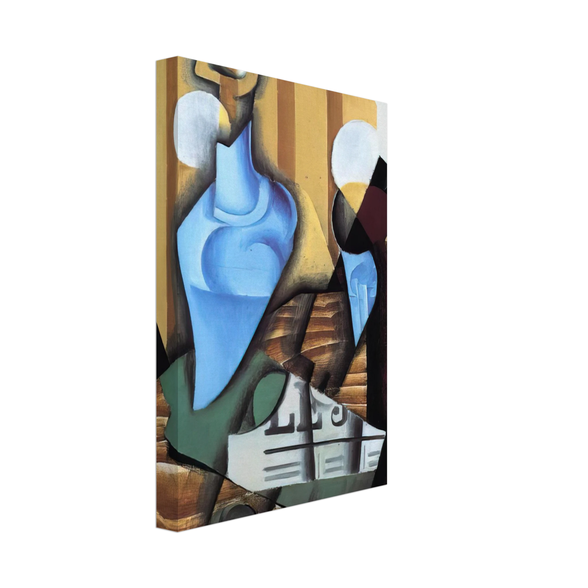 Juan Gris - STILL LIFE WITH BOTTLE AND GLASS 1914 Canvas - 40x60 cm / 16x24 inches-canvas