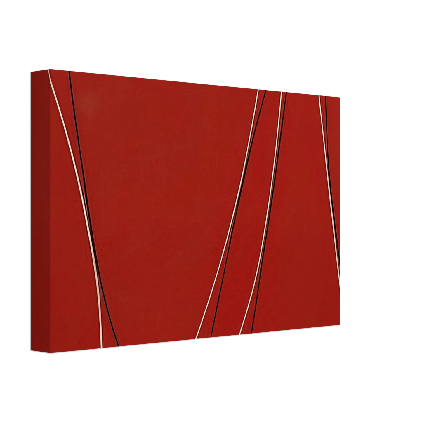 Lorser Feitelson - Untitled Black and White Lines on Red Background - 1965 Canvas - 40x60 cm / 16x24 inches-canvas