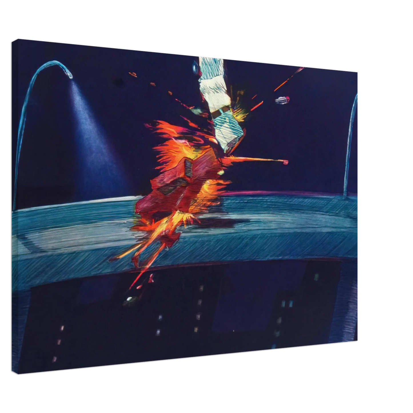 Carlos Almaraz - Purple Crash - Neo-Expressionism Canvas - 20x30 cm / 8x12 inches-canvas