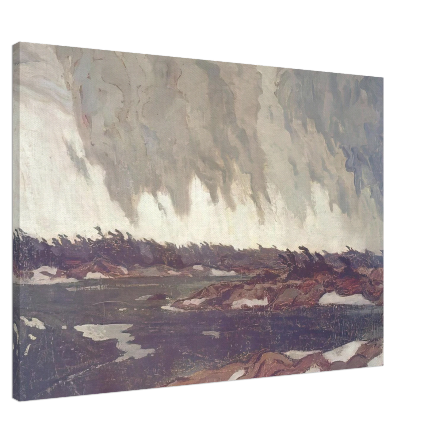 A.Y. Jackson - March Storm, Georgian Bay - 1920 Canvas - 20x30 cm / 8x12 inches-canvas