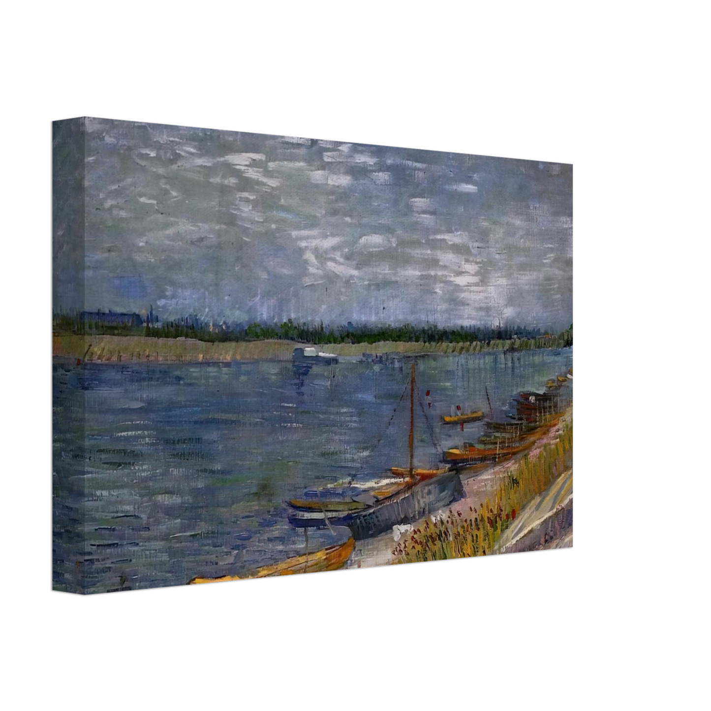 Vincent van Gogh - Moored Boats Canvas - 40x60 cm / 16x24 inches-canvas