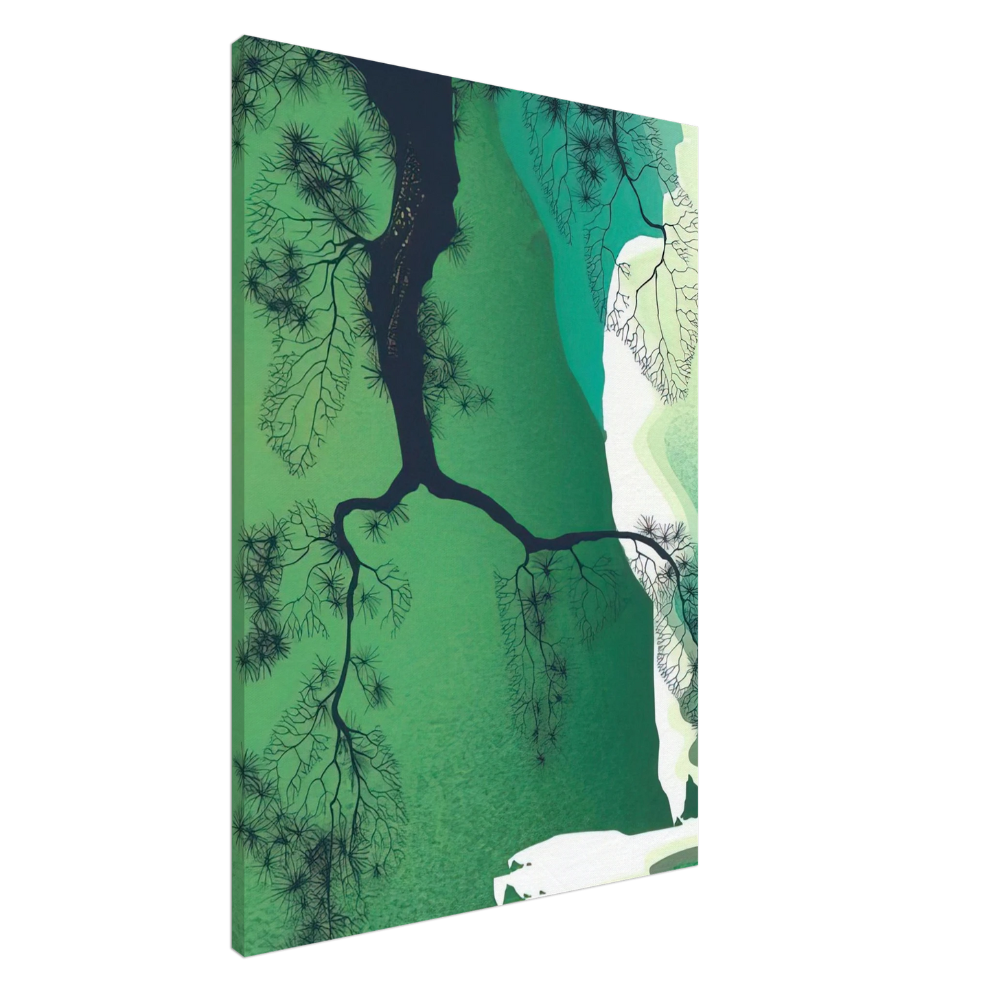 Eyvind Earle - Sea Cliffs and Pine Branch Canvas - 20x30 cm / 8x12 inches-canvas