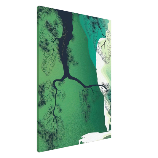 Eyvind Earle - Sea Cliffs and Pine Branch Canvas - 20x30 cm / 8x12 inches-canvas