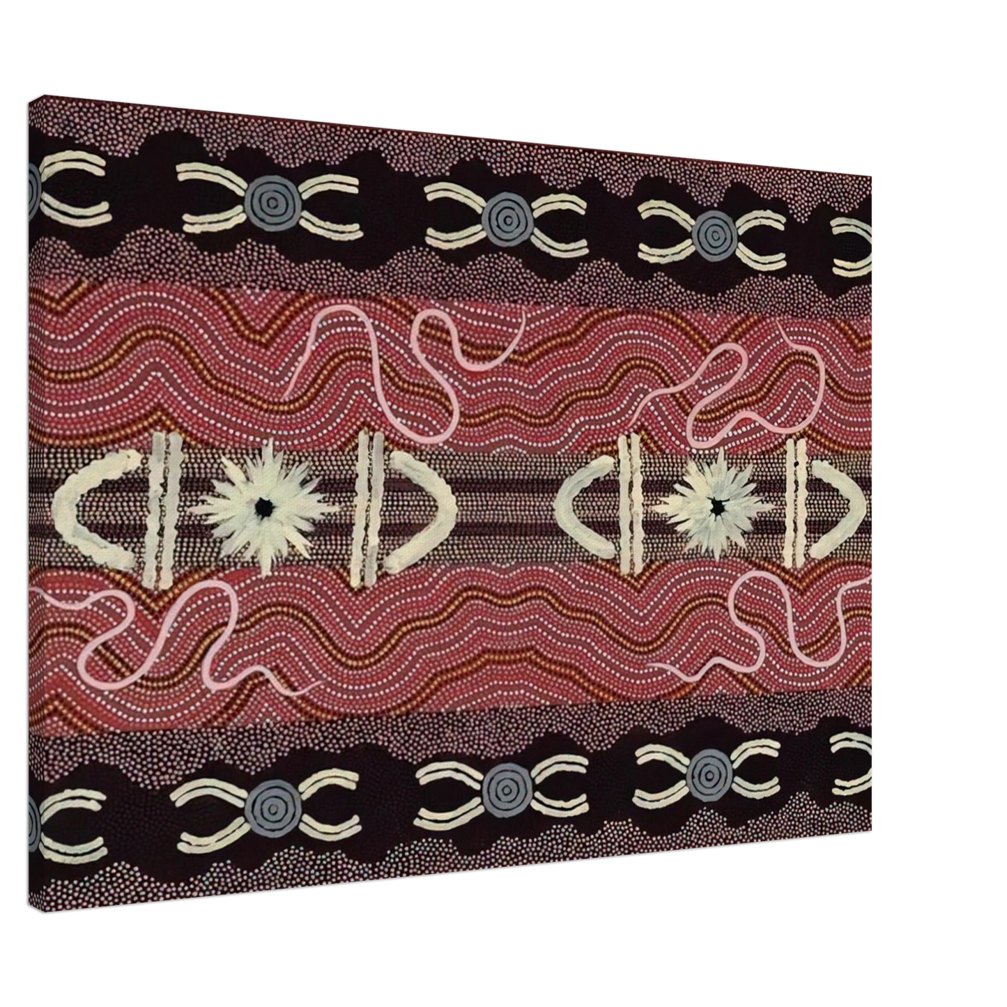 Clifford Possum Tjapaltjarri - Men's Initiation, Spider Dreaming - 1999 Canvas - 20x30 cm / 8x12 inches-canvas