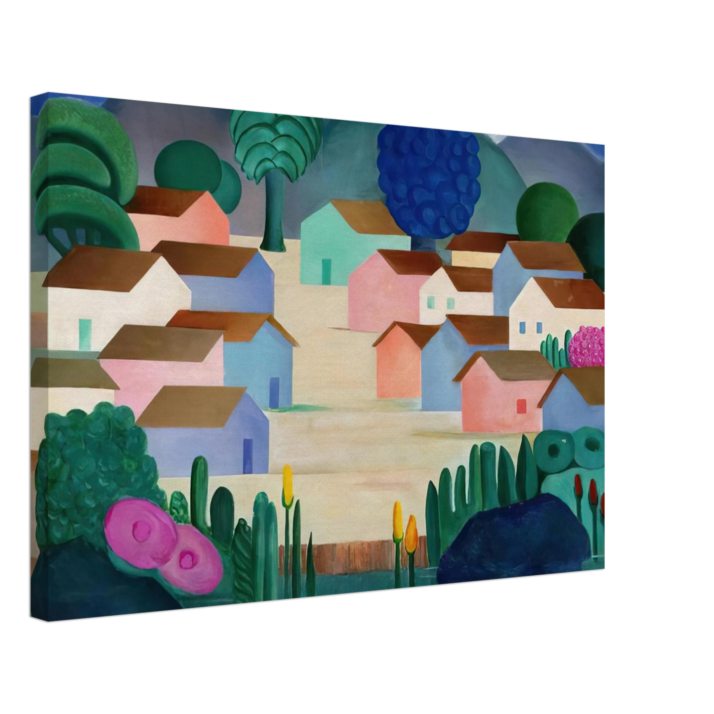 Tarsila do Amaral - Landscape with Sixteen Houses Canvas - 40x60 cm / 16x24 inches-canvas