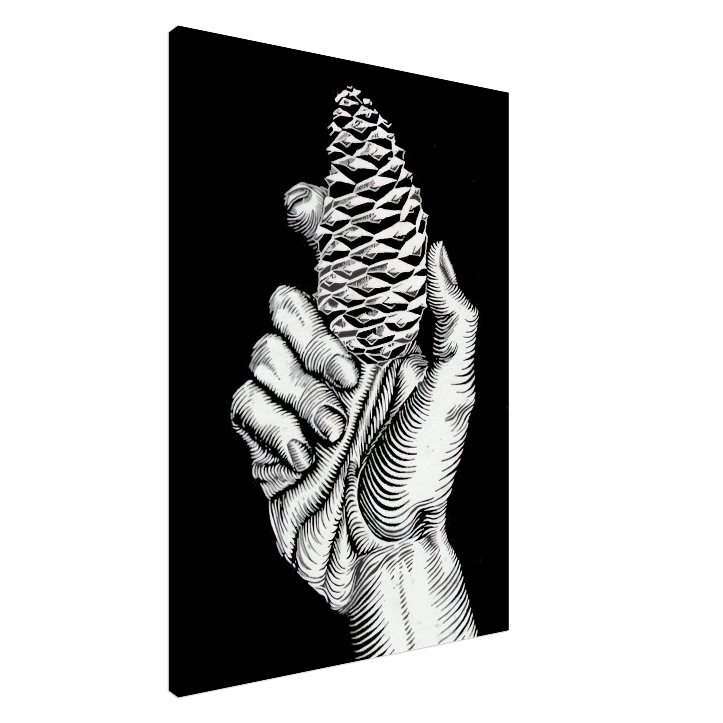 MC Escher - HAND WITH FIR CONE Canvas - 20x30 cm / 8x12 inches-canvas