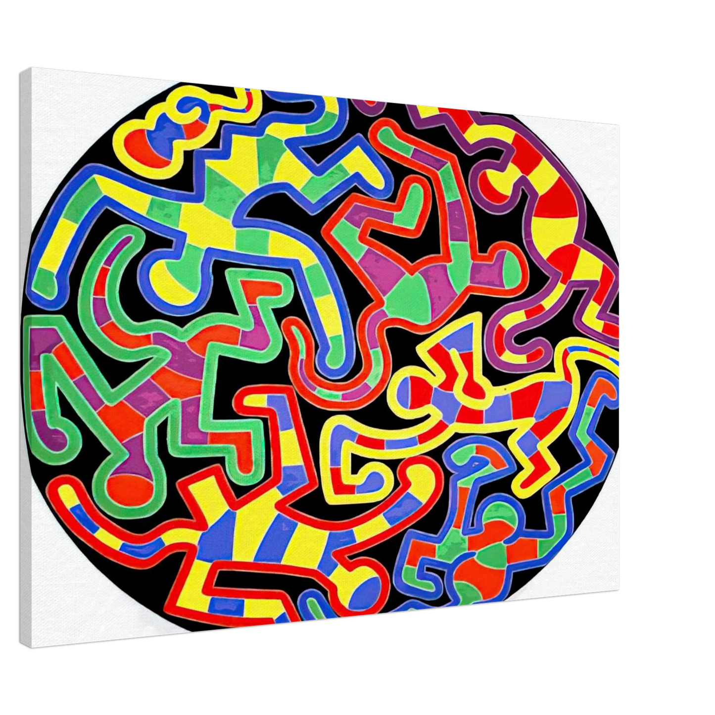 Keith Haring - MONKEY PUZZLE 1988 Canvas - 20x30 cm / 8x12 inches-canvas