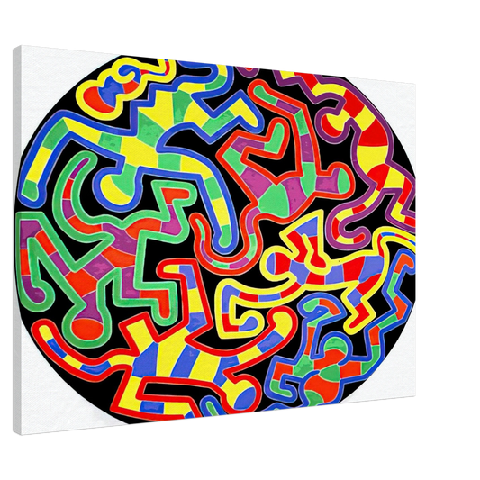 Keith Haring - MONKEY PUZZLE 1988 Canvas - 20x30 cm / 8x12 inches-canvas