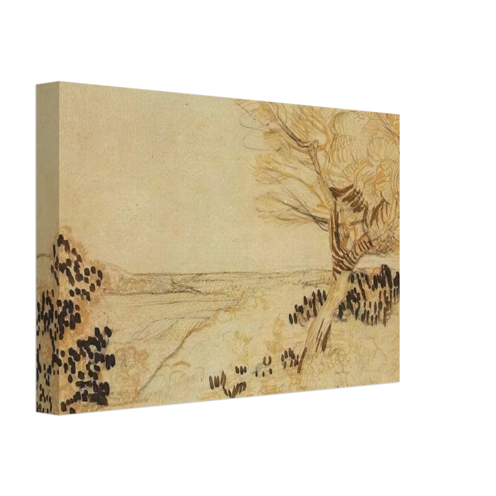Vincent van Gogh - Landscape with a Tree in the Foreground Canvas - 40x60 cm / 16x24 inches-canvas