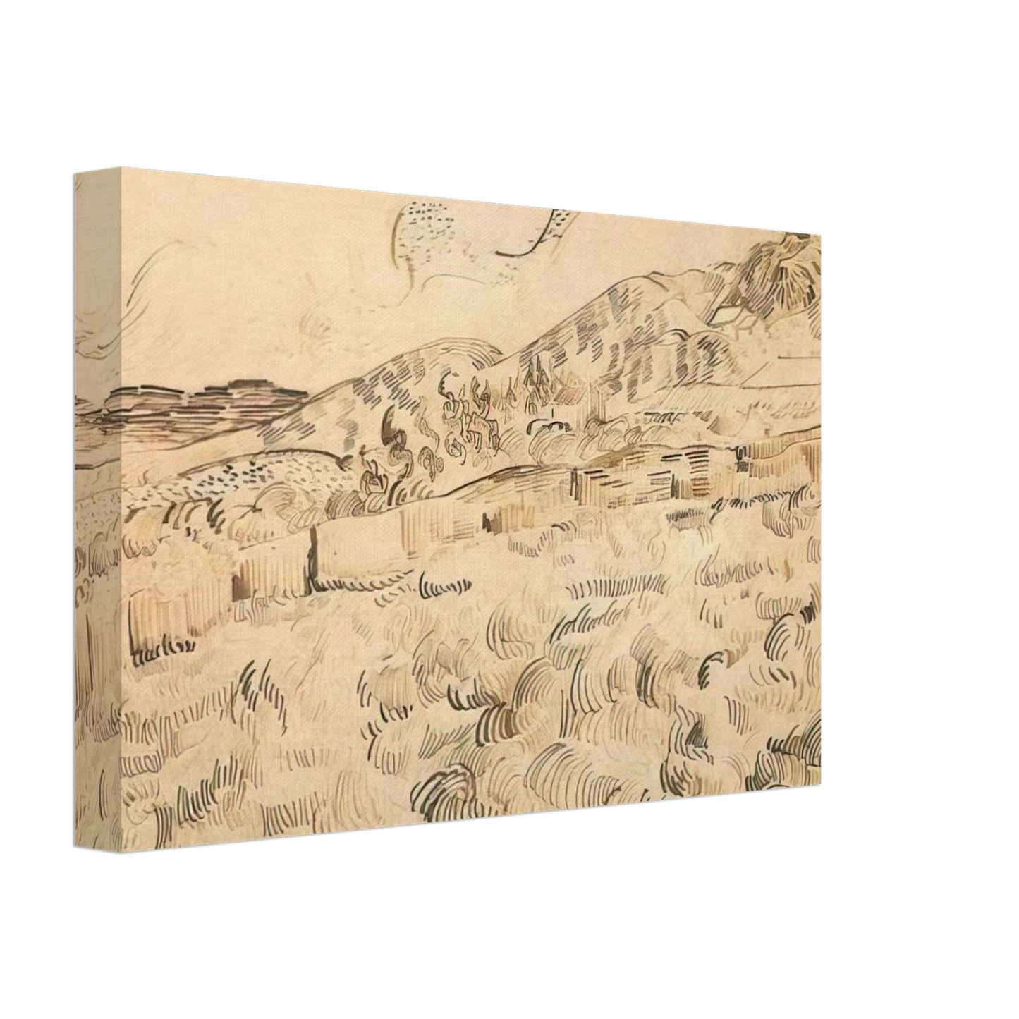Vincent van Gogh - Mountain Landscape Seen across the Walls Canvas - 40x60 cm / 16x24 inches-canvas