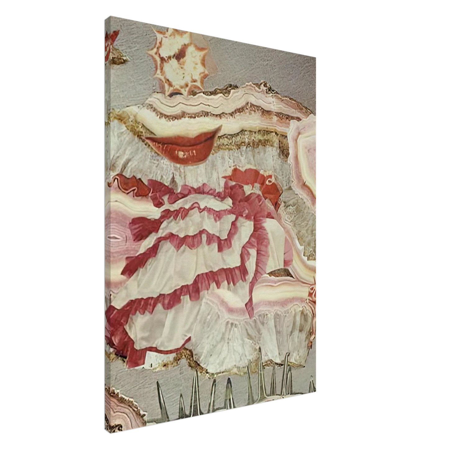 Hannah Hoch - AROUND A RED MOUTH 1967 Canvas - 20x30 cm / 8x12 inches-canvas