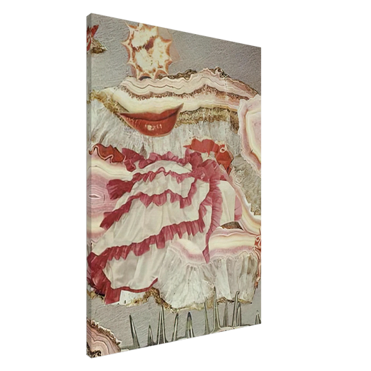 Hannah Hoch - AROUND A RED MOUTH 1967 Canvas - 20x30 cm / 8x12 inches-canvas