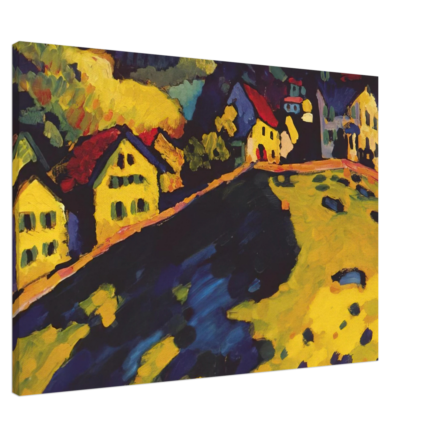 Wassily Kandinsky - HOUSES AT MURNAU 1909 Canvas - 20x30 cm / 8x12 inches-canvas