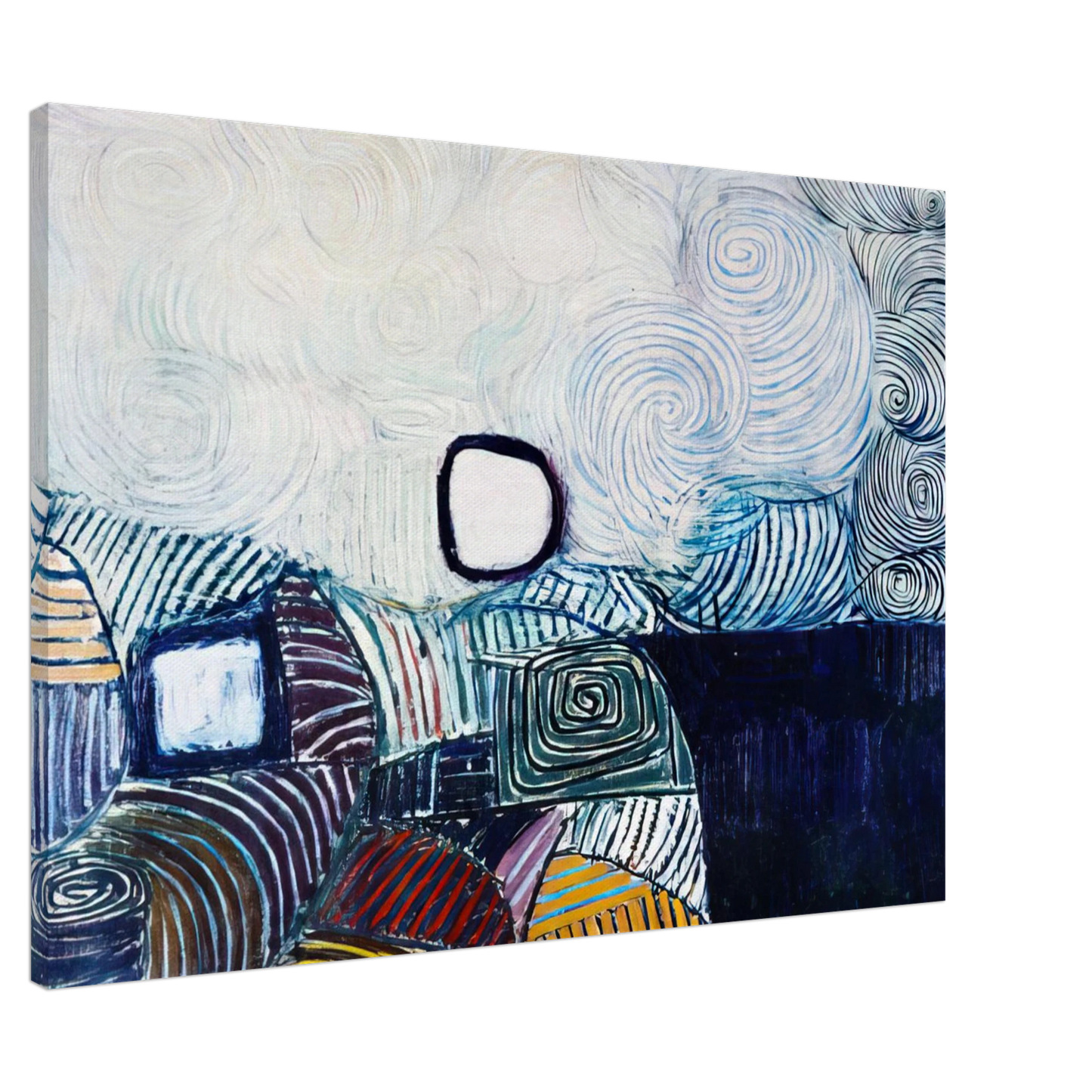 Victor Pasmore - Spiral Development in Green Violet Blue  Gold - 1951 Canvas - 20x30 cm / 8x12 inches-canvas