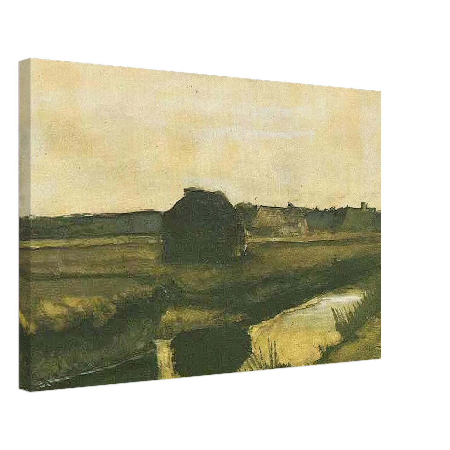 Vincent van Gogh - Landscape with a Stack of Peat and Farmhouses Canvas - 70x100 cm / 28x40 inches-canvas
