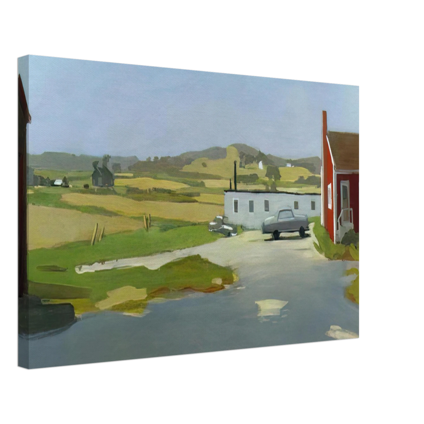 Fairfield Porter - LONG ISLAND LANDSCAPE WITH RED BUILDING 1962 Canvas - 70x100 cm / 28x40 inches-canvas