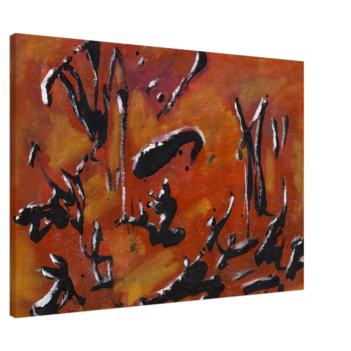 Henri Michaux - Red Abstract Composition - Art Informel, Surrealism Canvas - 20x30 cm / 8x12 inches-canvas