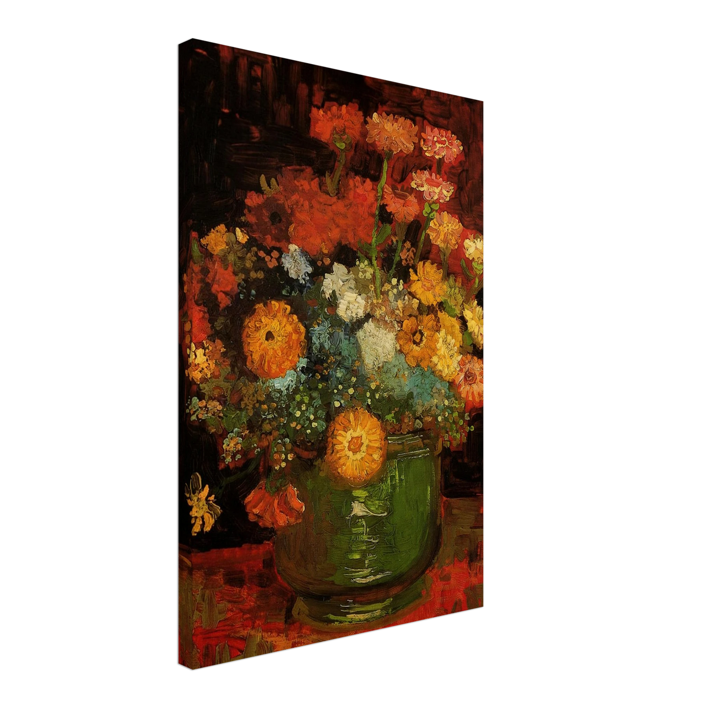 Vincent van Gogh - Vase with Zinnias Canvas - 70x100 cm / 28x40 inches-canvas
