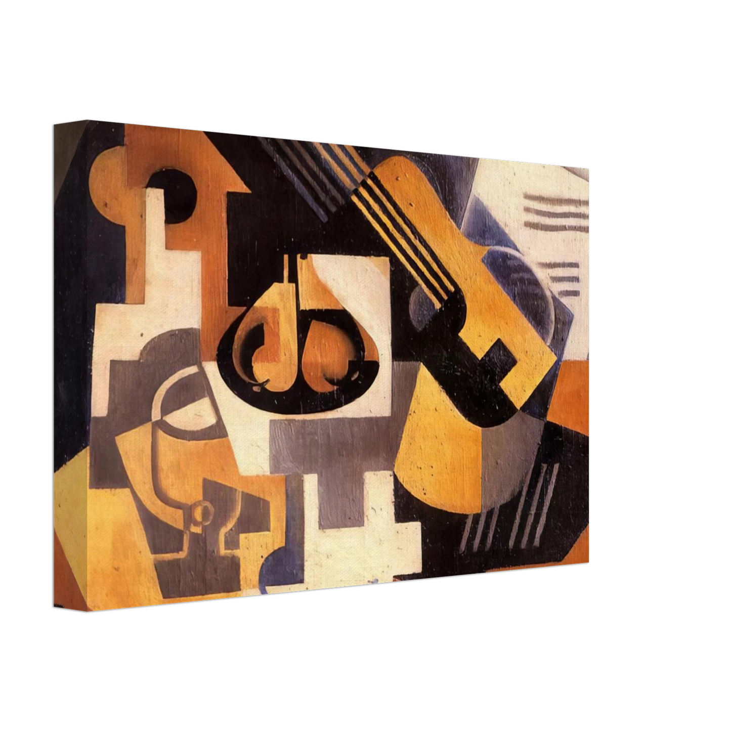 Juan Gris - GUITAR AND FRUIT BOWL ON A TABLE 1918 Canvas - 40x60 cm / 16x24 inches-canvas