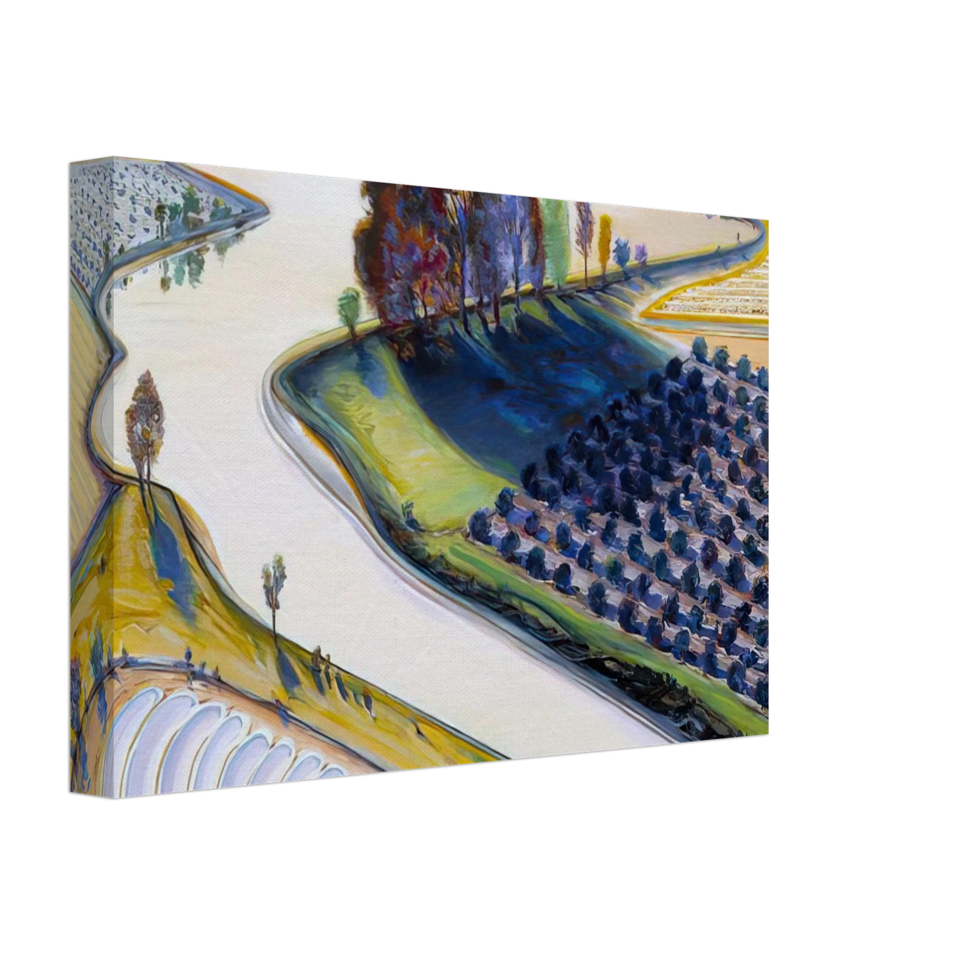 Wayne Thiebaud - Flatland River - 1997 Canvas - 40x60 cm / 16x24 inches-canvas