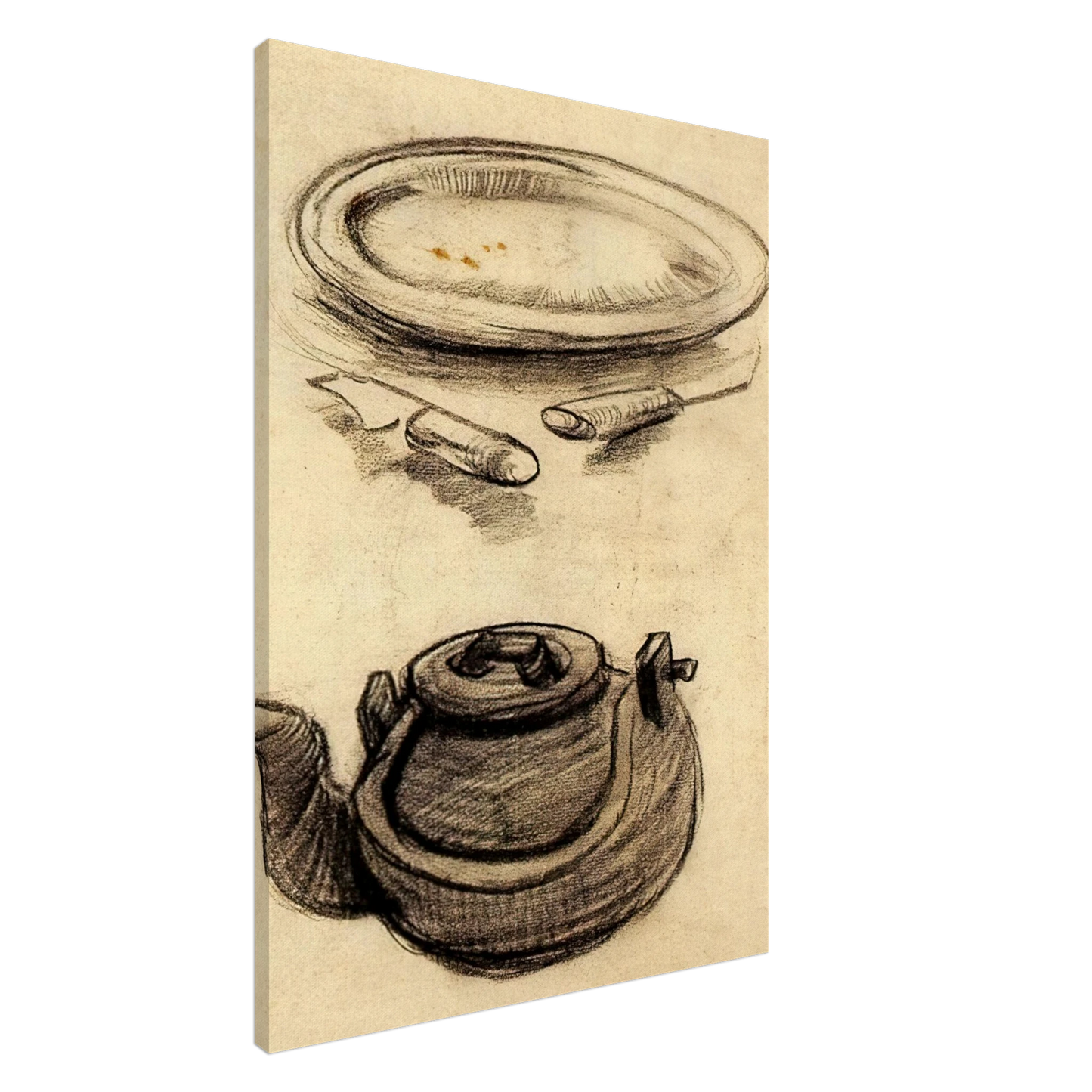 Vincent van Gogh - Plate with Cutlery and a Kettle Canvas - 20x30 cm / 8x12 inches-canvas