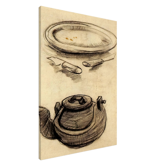 Vincent van Gogh - Plate with Cutlery and a Kettle Canvas - 20x30 cm / 8x12 inches-canvas