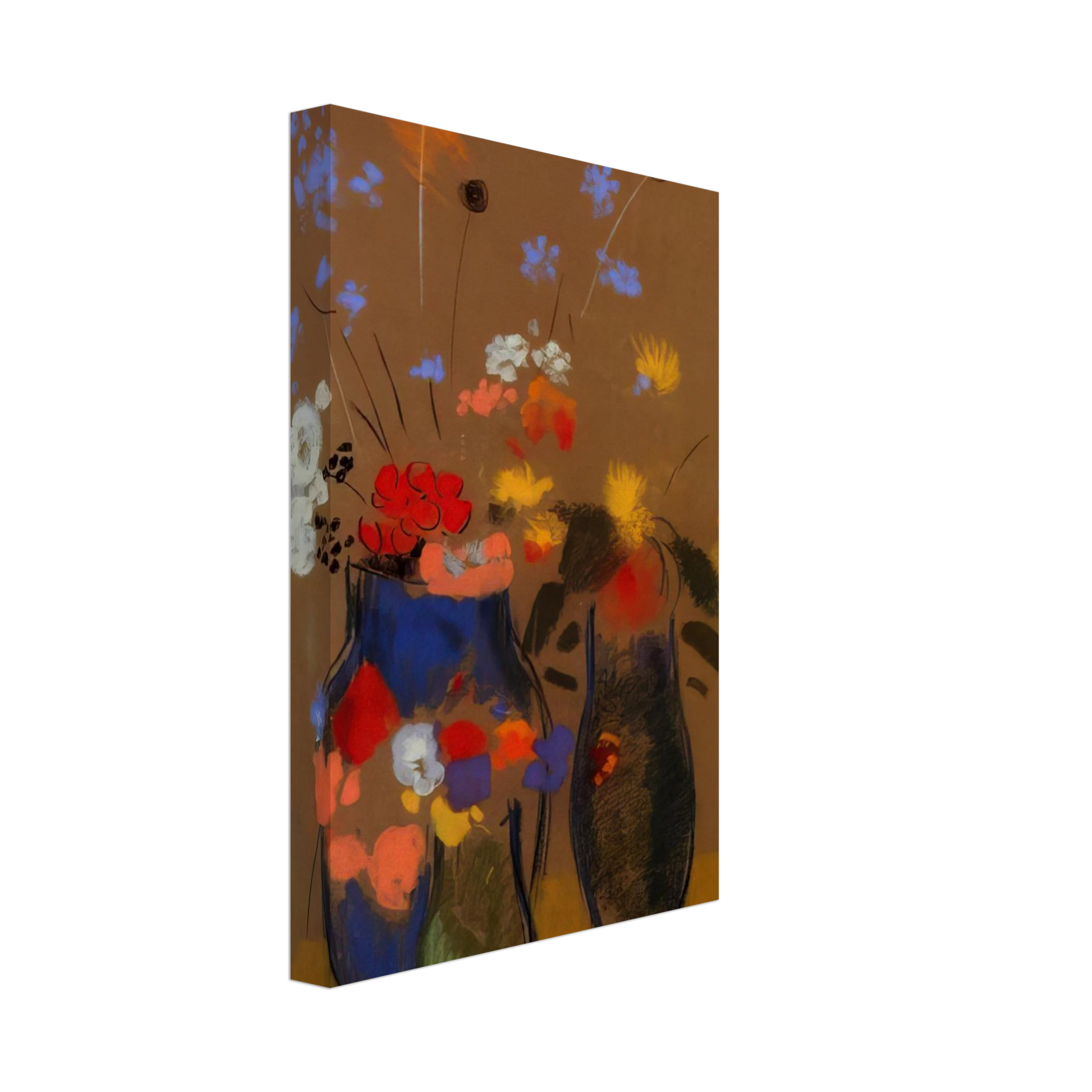 Odilon Redon - THREE VASES OF FLOWERS Canvas - 40x60 cm / 16x24 inches-canvas