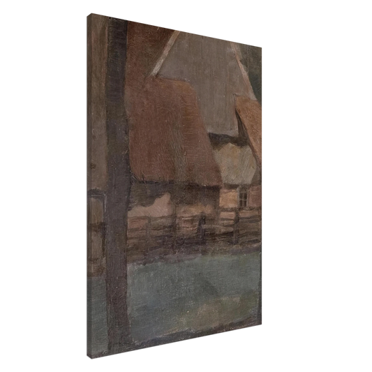 Piet Mondrian - Gable Farm with trees Canvas - 20x30 cm / 8x12 inches-canvas