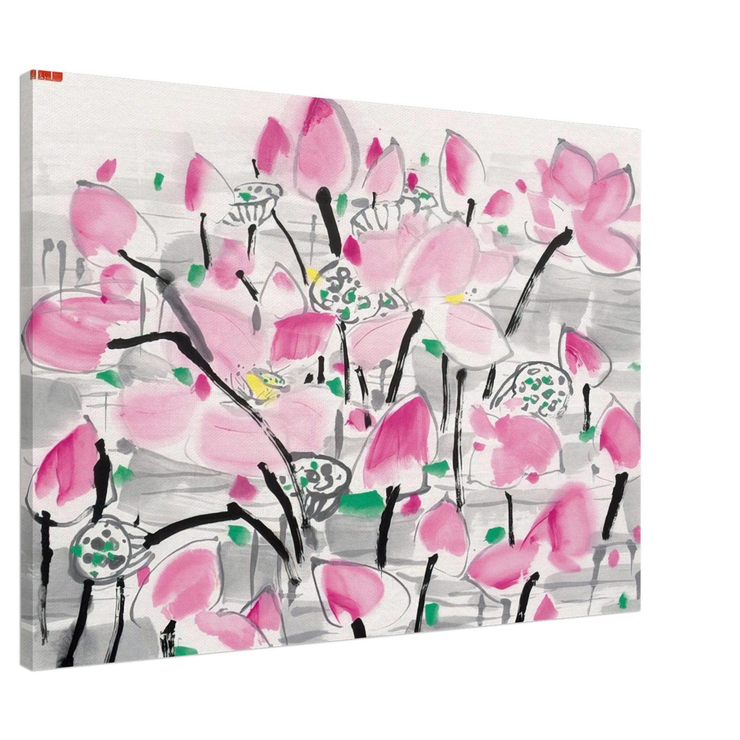 Wu Guanzhong - Lotus under the sun - 2001 Canvas - 20x30 cm / 8x12 inches-canvas
