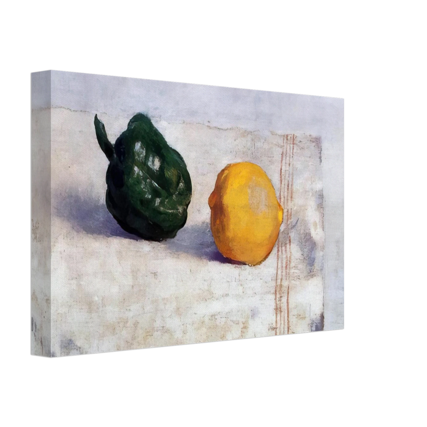 Odilon Redon - PEPPER AND LEMON ON A WHITE TABLECLOTH 1901 Canvas - 40x60 cm / 16x24 inches-canvas