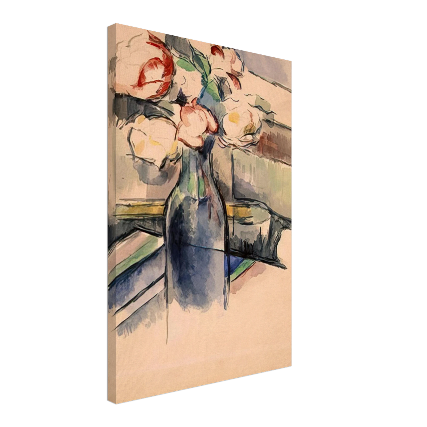 Paul Cezanne - Roses in a Bottle Canvas - 70x100 cm / 28x40 inches-canvas