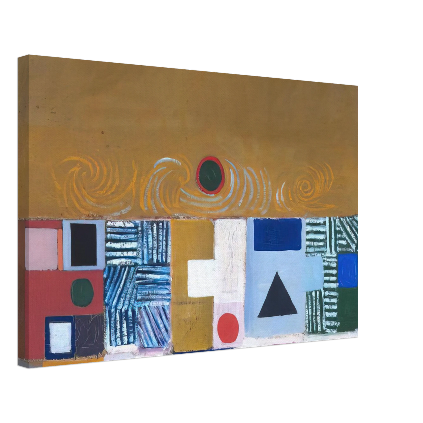 Victor Pasmore - SQUARE MOTIF BLUE AND GOLD THE ECLIPSE 1950 Canvas - 40x60 cm / 16x24 inches-canvas