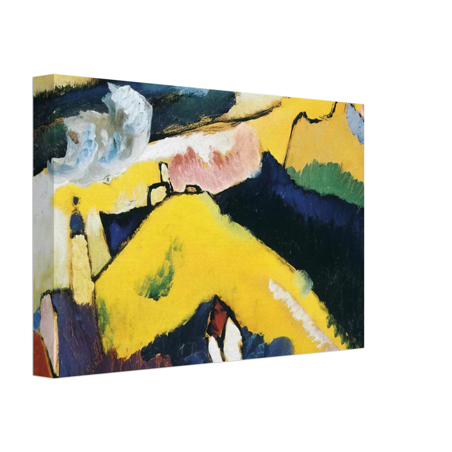 Wassily Kandinsky - MOUNTAIN LANDSCAPE WITH CHURCH 1910 Canvas - 40x60 cm / 16x24 inches-canvas