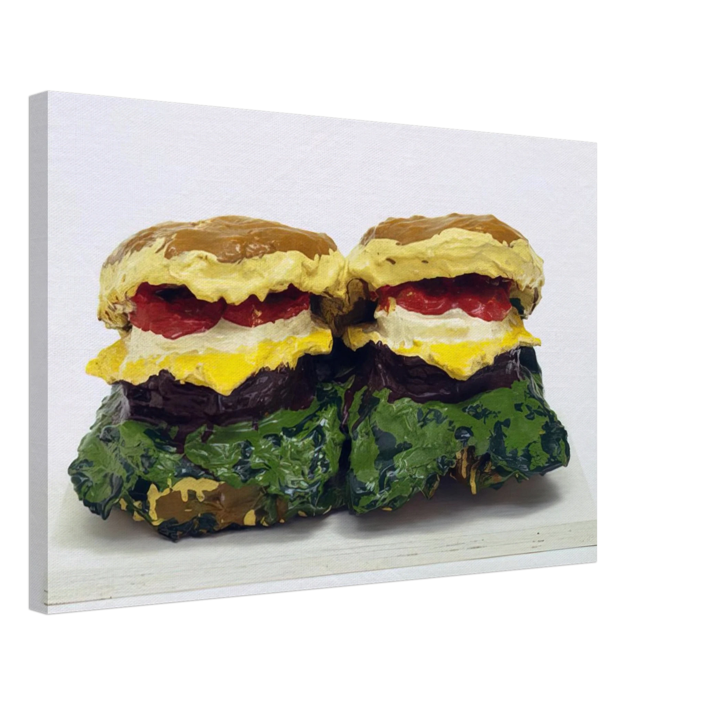 Claes Oldenburg - TWO CHEESEBURGERS WITH EVERYTHING DUAL HAMBURGERS 1962 Canvas - 70x100 cm / 28x40 inches-canvas